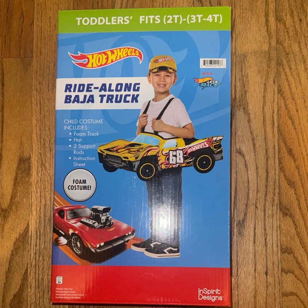 Halloween Mattel Hot Wheels Ride-Along Baja Truck‎ Costume - Red Yellow--2T-4T